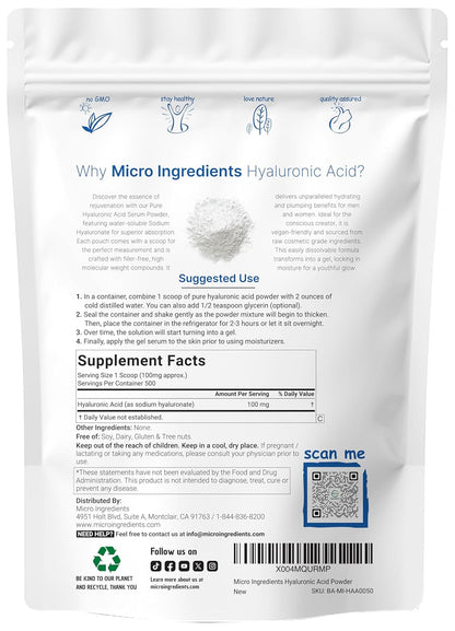 Pure Hyaluronic Acid Serum Powder